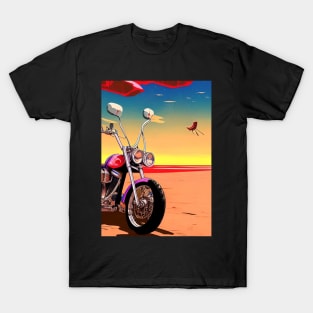 COOL MOTORCYCLE 9ON THE BEACH RETRO STYLE T-Shirt